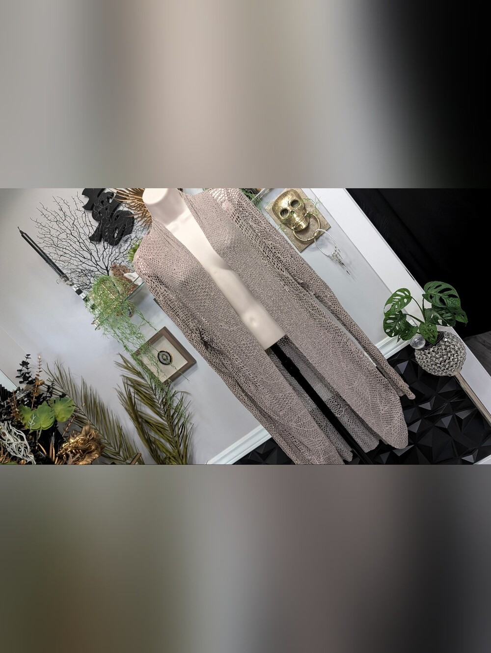 "Made in Italy" Long Mesh Lace Cacoon Cardigan LG-XL *FLAW*